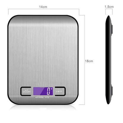 Silver Ultra-Slim Rechargeable Digital Kitchen Scale - Stainless Steel Food & Baking Scale with LCD Display (5kg/1g) - Image 2