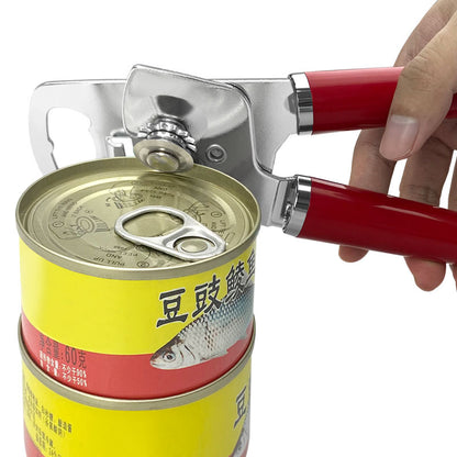 Red (2-Pack) Heavy-Duty Manual Can Opener - Ergonomic 3-in-1 Tool with Stainless Steel Cutter & Bottle Opener - Image 2