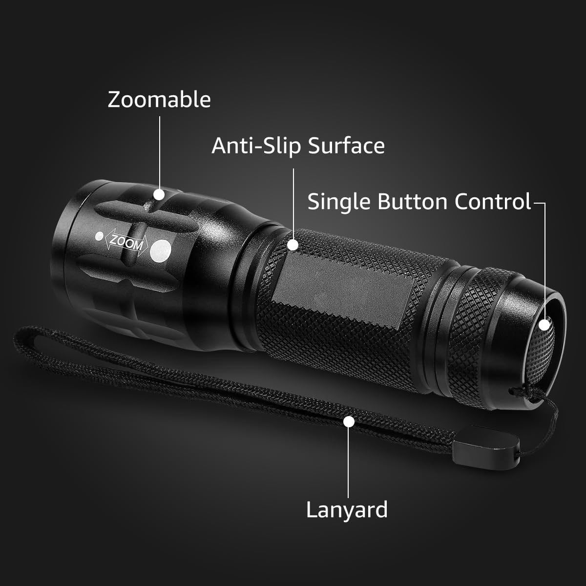 Compact Tactical LED Flashlight - Super Bright 160LM with Adjustable Zoom & Anti-Slip Grip - Image 4