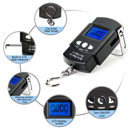 Heavy-Duty Digital Hanging Scale (2-Pack) - 50kg Portable Luggage & Fishing Scale with Backlit LCD - Image 3