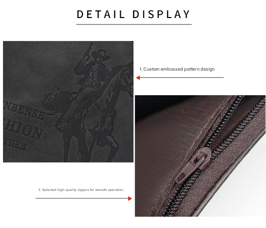 3-PCS Dark Brown Menbense Fashion Leather Wallet Set - Vintage Hunter Design Bi-Fold Wallet with Card Slots - Image 3