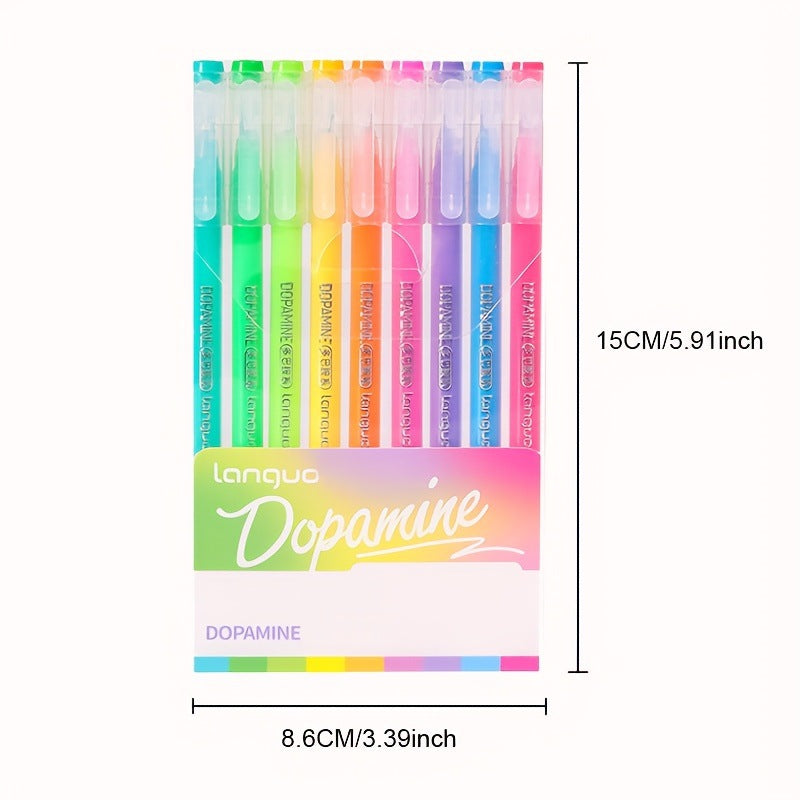 Colorful Black 9PCS/Set Languo Dopamine Gel Pen Set - Vibrant Multi-Color Writing Instruments for Creativity - Image 2