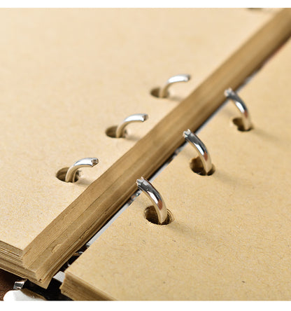 2PCS Green Vintage A5 PU Leather Journal with Leaf Charm - Ring Bound Refillable Notebook Set - Image 2