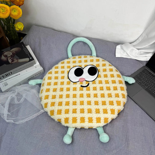 Yellow Dopamine Round Memory Foam Seat Cushion - 38cm x 3cm Removable Cover for Office, Home, & Students