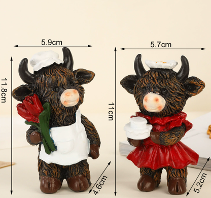 Cute Ox Figurine Decor - Rose Flower Bull Desktop Ornament, Zodiac Craft Gift for Girlfriend & Friends - Image 2