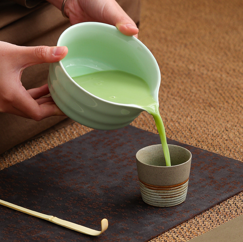 5-Piece Ceramic Matcha Tool Set - Spouted Bowl, Whisk, Holder, Sifter & Scoop for Japanese Matcha Tea Ceremony - Image 3