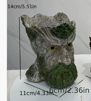 Bearded Old Man Resin Tree Stump Old Man Head Planter - Home & Garden Decor, Outdoor Pot Ornament - Image 3