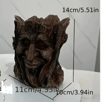 Resin Tree Stump Old Man Head Planter - Home & Garden Decor, Outdoor Pot Ornament - Image 3