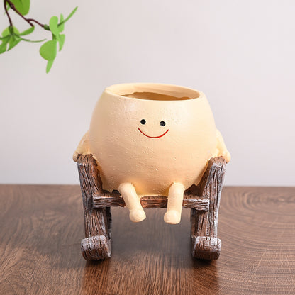 Cute Swing Planter - Hanging Succulent Pot, Craft Ornament for Outdoor Garden & Courtyard Plants