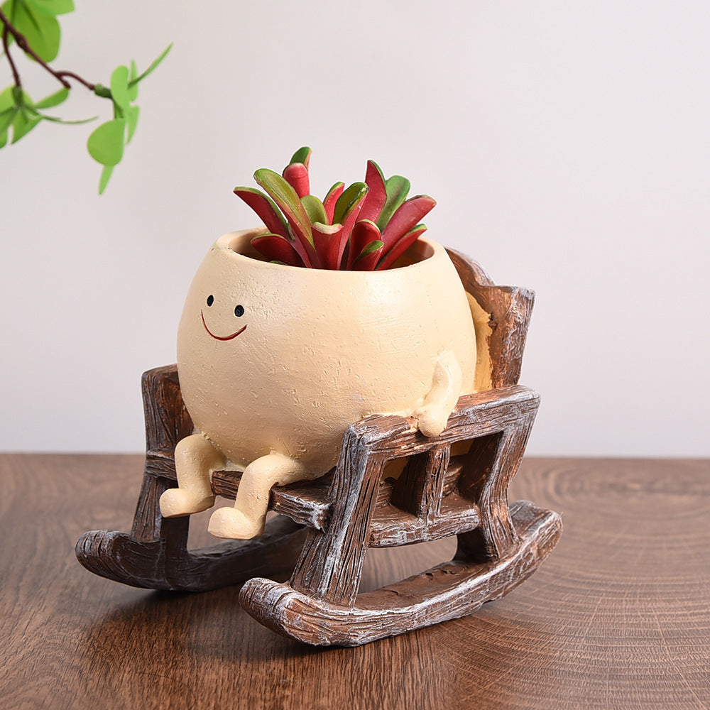 Cute Swing Planter - Hanging Succulent Pot, Craft Ornament for Outdoor Garden & Courtyard Plants - Image 2