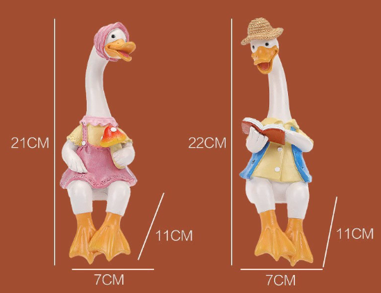 Garden Cartoon Reading Duck Couple Figurines - Outdoor Courtyard, Villa, Farm Landscape Decor Crafts - Image 3