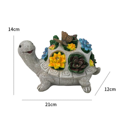 Solar Powered Succulent Turtle Figurine - Garden & Courtyard Ambient Light, Resin Craft Sculpture - Image 2