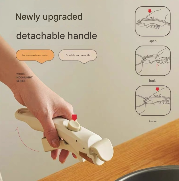White Universal Detachable Pot Handle - Anti-Scald Handle Accessory for Milk Pots & Woks, General Purpose - Image 2
