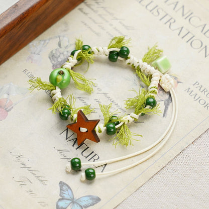 3-PCS Fresh & Whimsical Christmas Ceramic Braided Bracelet - Cartoon Animal Hand Rope, Artistic Hand Jewelry - Image 3