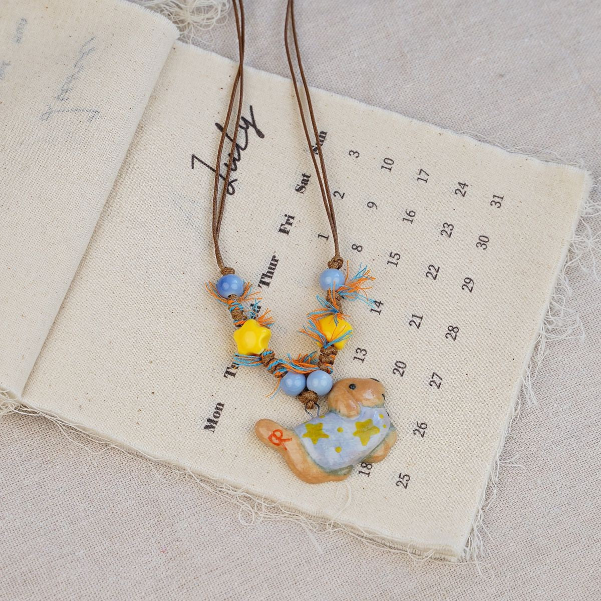 Random 4-Piece Set: Sweet & Fresh Ceramic Dachshund Dog Necklace - Cute Trendy Individual Puppy Pendant, Playful Creative Neckwear - Image 2