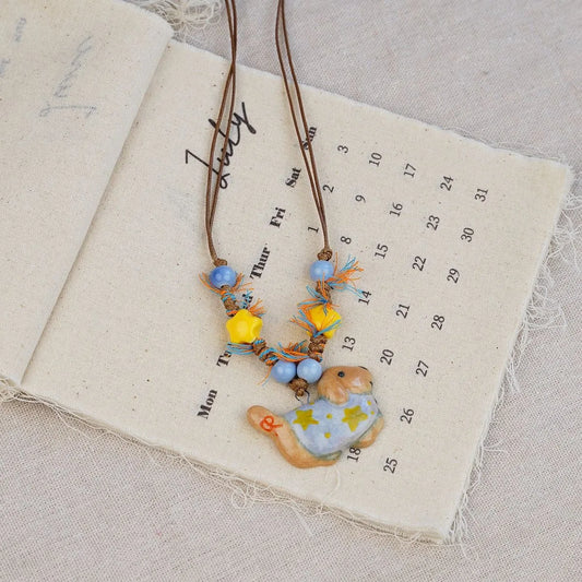 Random 4-Piece Set: Sweet & Fresh Ceramic Dachshund Dog Necklace - Cute Trendy Individual Puppy Pendant, Playful Creative Neckwear - Image 2