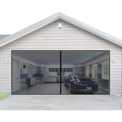 No-Drill Magnetic Garage Door Screen - Polyester Mosquito Net Curtain, Cross-border Home Summer Velcro Garage Door Mesh (244x214cm)