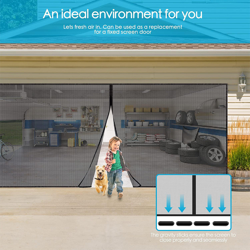 No-Drill Magnetic Garage Door Screen - Polyester Mosquito Net Curtain, Cross-border Home Summer Velcro Garage Door Mesh (244x214cm) - Image 2