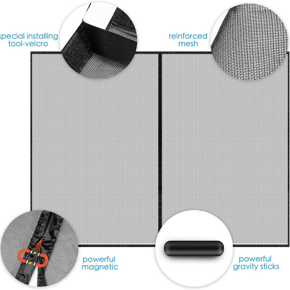 No-Drill Magnetic Garage Door Screen - Polyester Mosquito Net Curtain, Cross-border Home Summer Velcro Garage Door Mesh (244x214cm) - Image 3