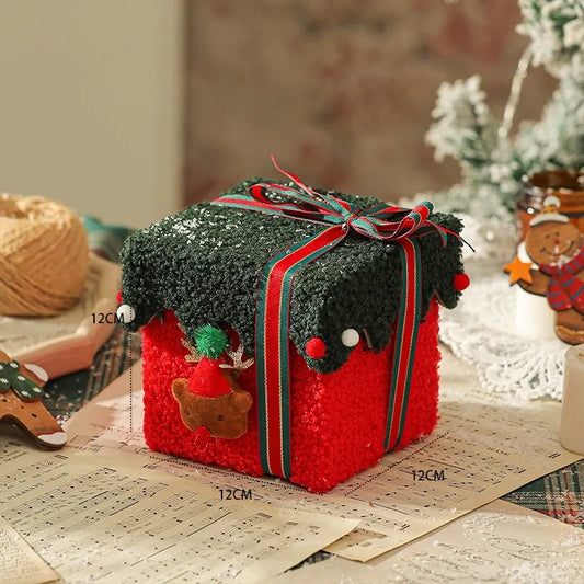 Red Green Premium 2-Piece Christmas Apple Gift Box Set - High-End Thick Flannel Festive Candy & Present Boxes