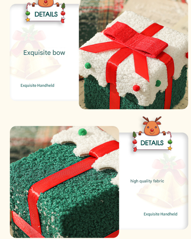 Red Green Premium 2-Piece Christmas Apple Gift Box Set - High-End Thick Flannel Festive Candy & Present Boxes - Image 4