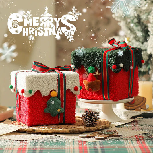 White Green Premium 2-Piece Christmas Apple Gift Box Set - High-End Thick Flannel Festive Candy & Present Boxes - Image 2