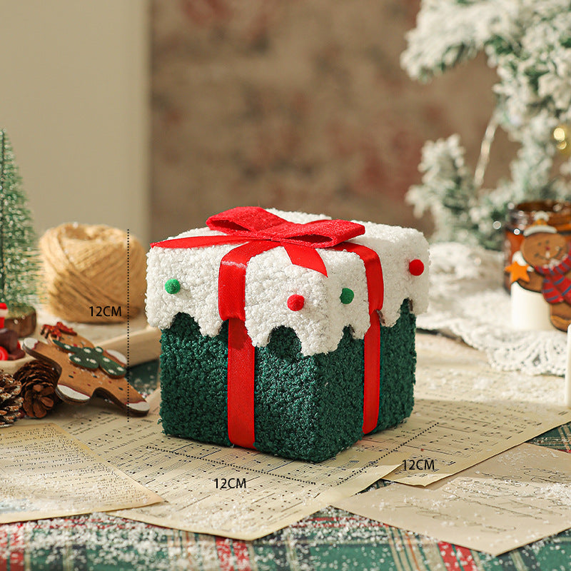 Green White Butterfly Knot Style Premium 2-Piece Christmas Apple Gift Box Set - High-End Thick Flannel Festive Candy & Present Boxes