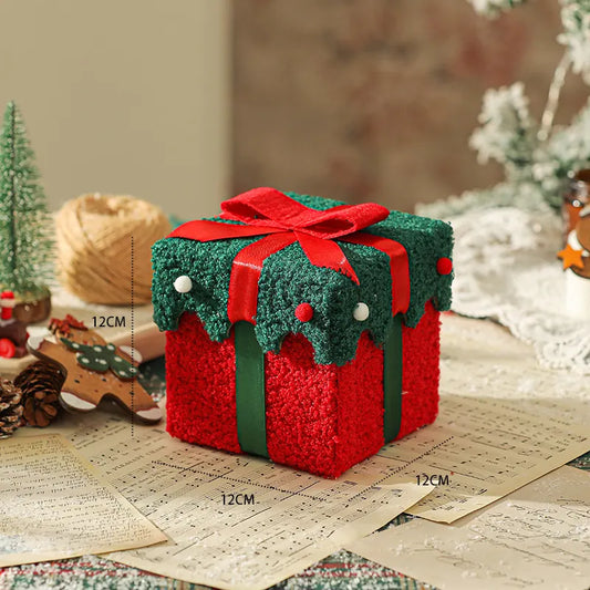 Green Red Butterfly Knot Style Premium 2-Piece Christmas Apple Gift Box Set - High-End Thick Flannel Festive Candy & Present Boxes