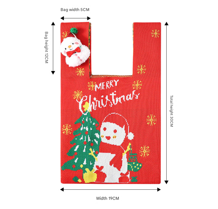 Festive 4-Piece Christmas Gift Bag Set - Adorable Knitted Holiday Treat & Present Pouches - Image 2