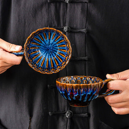 Blue-brown Creative Retro Kiln-Glazed Ceramic Cup - Exquisite Coffee & Afternoon Tea Mug, Home Milk Cup, Unique Gift