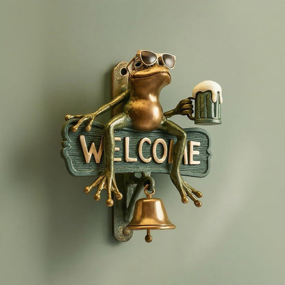 Chill Frog Welcome Doorbell - Sunglasses & Beer Frog Resin Decorative Doorbell (15x15x5cm) - Image 2