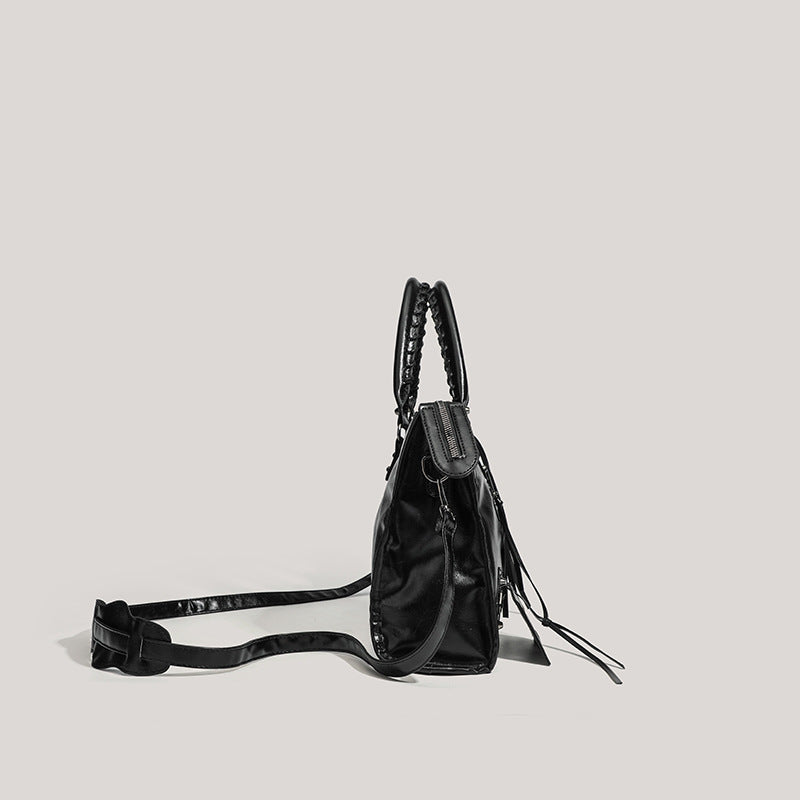 Edgy Chic Rivet Motorcycle Bag - High-Fashion Shoulder Crossbody Handbag for Women (37.5x10x23 cm) - Image 2