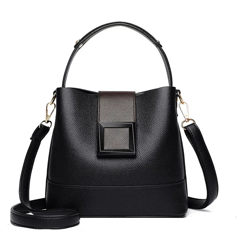 Black Versatile Bucket Bag - Stylish Trend Shoulder Handbag with Large Capacity Crossbody for Women (21x10x30 cm)