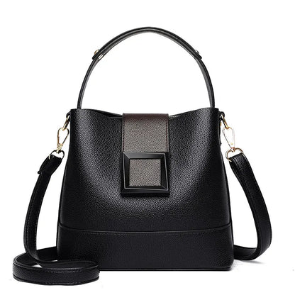 Black Versatile Bucket Bag - Stylish Trend Shoulder Handbag with Large Capacity Crossbody for Women (21x10x30 cm)