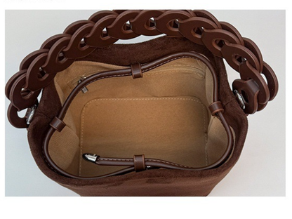 Coffee Retro Maillard Brown Mini Bag - 2025 New Casual Versatile Women's Crossbody & Exquisite Braided Handle Bucket Bag (15x12x14 cm) - Image 3