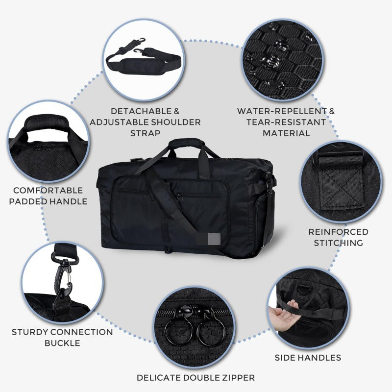 Large Capacity Foldable Travel Duffle Bag - Detachable Shoulder Strap, Gym & Yoga Storage, Business Luggage & Sports Bag (24.5x11.5x14 inches) - Image 2
