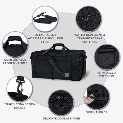 Large Capacity Foldable Travel Duffle Bag - Detachable Shoulder Strap, Gym & Yoga Storage, Business Luggage & Sports Bag (24.5x11.5x14 inches) - Image 2