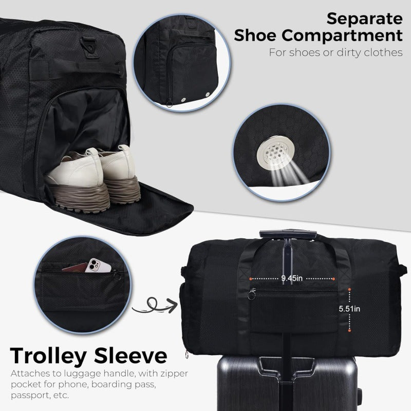 Large Capacity Foldable Travel Duffle Bag - Detachable Shoulder Strap, Gym & Yoga Storage, Business Luggage & Sports Bag (24.5x11.5x14 inches) - Image 4