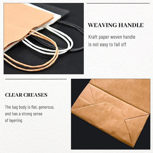 Gift Bags 8.25"X5.9 "X3.15" 100pcs Brown Kraft Paper Bag with Handles for Small Business Christmas Bulk, Wedding, Party Favor, Shopping, Lunch, Halloween Trick-or-Treat Bags - Image 4