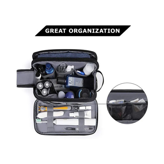 Black Large Capacity Travel Toiletry Bag - Splash-Proof Organizer for Men's Business Trips & Swimming (24x11.7x16 cm) - Image 2