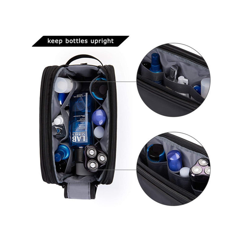 Black Large Capacity Travel Toiletry Bag - Splash-Proof Organizer for Men's Business Trips & Swimming (24x11.7x16 cm) - Image 4