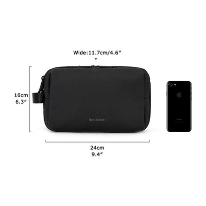 Black Large Capacity Travel Toiletry Bag - Splash-Proof Organizer for Men's Business Trips & Swimming (24x11.7x16 cm) - Image 5