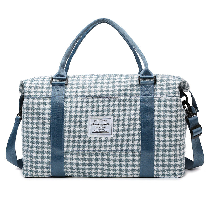 Blue Expandable Large Capacity Travel Bag - Short Trip Duffle with Trolley Sleeve, Maternity & Gym Storage (47x17x30 cm)