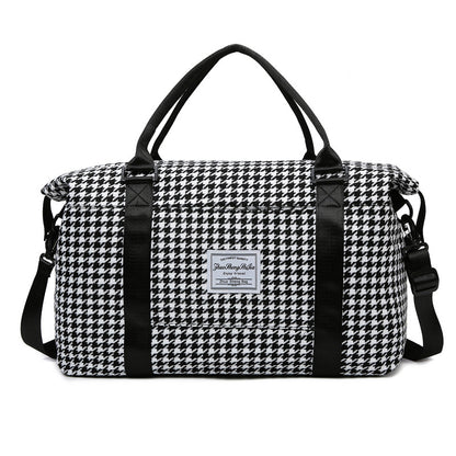 Black Expandable Large Capacity Travel Bag - Short Trip Duffle with Trolley Sleeve, Maternity & Gym Storage (47x17x30 cm)