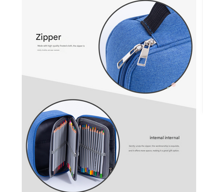 Black Large Capacity 72-Slot Pencil Case - Multi-functional Oxford Cloth Storage for Students, Artists & Stationery (23x7x16 cm, 228g) - Image 3