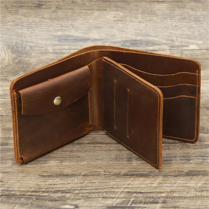 Red Brown Men's Crazy Horse Leather Wallet - Genuine Leather Bifold Card Holder, Retro Rugged Top-Grain Cowhide (11.5x2x9.5 cm, 120g) - Image 4