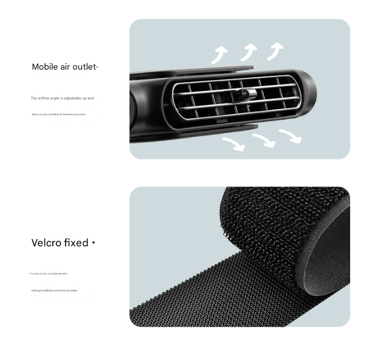 Black Car Seat Headrest Fan - USB Powered Bladeless Rear Seat Fan for Vehicle Cooling (175x75x34mm) - Image 4