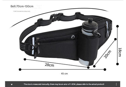 Blue Adjustable Running Waist Pack with Water Bottle Holder, Reflective Design, and Multiple Storage Pockets for Outdoor Activities - Image 6