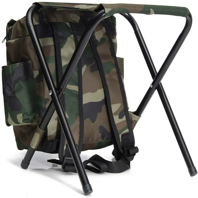 Camouflage Foldable Backpack with Built-in Chair – Multi-Functional Outdoor Camping Stool Bag - Image 2