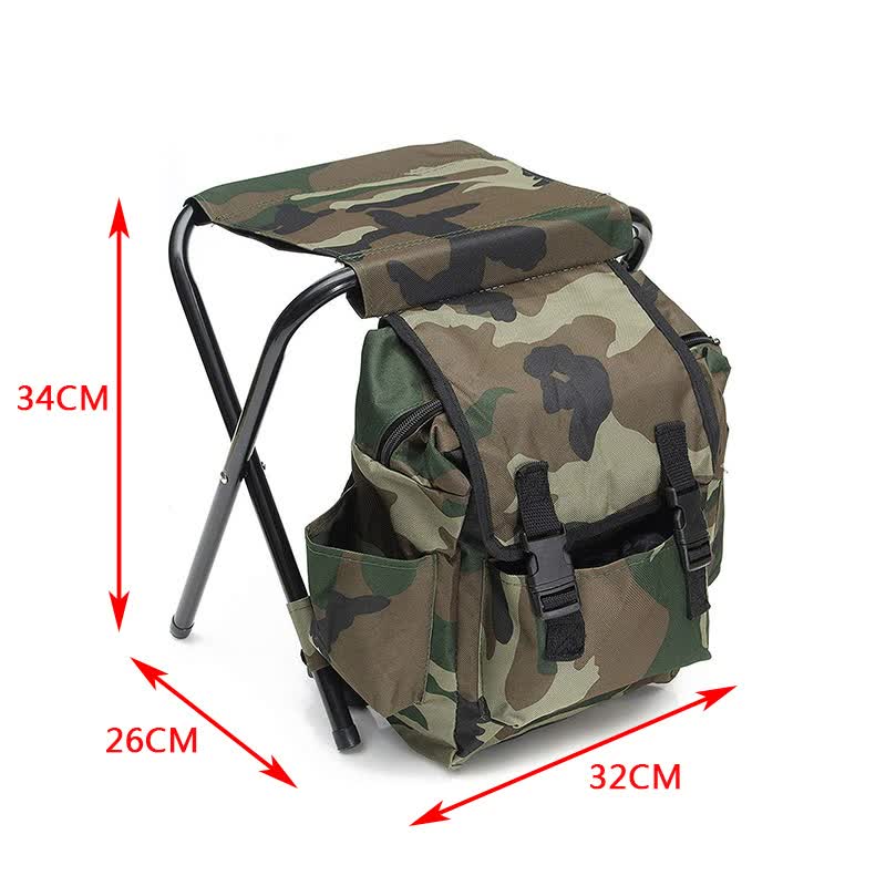 Camouflage Foldable Backpack with Built-in Chair – Multi-Functional Outdoor Camping Stool Bag - Image 3